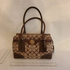 Coach Hampton Brown Signature Satchel Purse